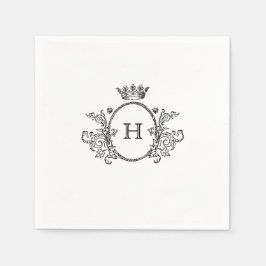 Elegant Crest Monogram Wedding Napkin Servet