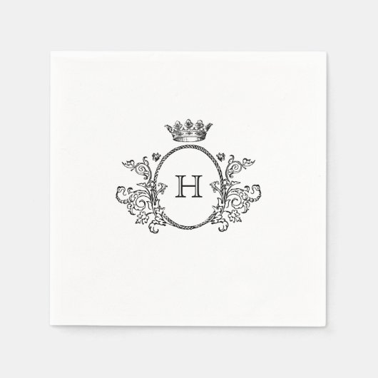 Elegant Crest Monogram Wedding Napkin Servet (Voorkant)