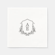 Elegant Crest Monogram Wedding Napkin