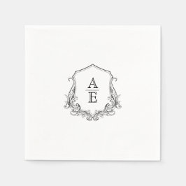 Elegant Crest Monogram Wedding Napkin Servet