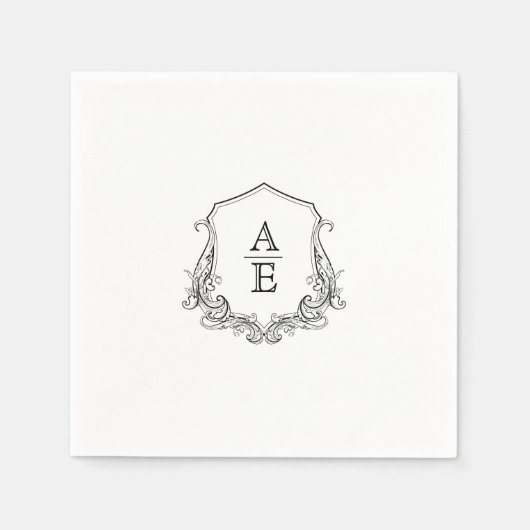 Elegant Crest Monogram Wedding Napkin Servet (Voorkant)