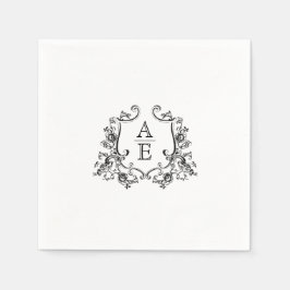 Elegant Crest Monogram Wedding Napkin Servet