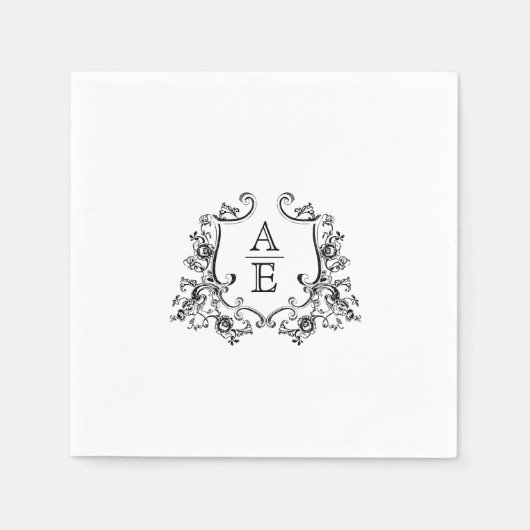 Elegant Crest Monogram Wedding Napkin Servet (Voorkant)