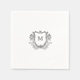 Elegant Crest Monogram Wedding Napkin Servet