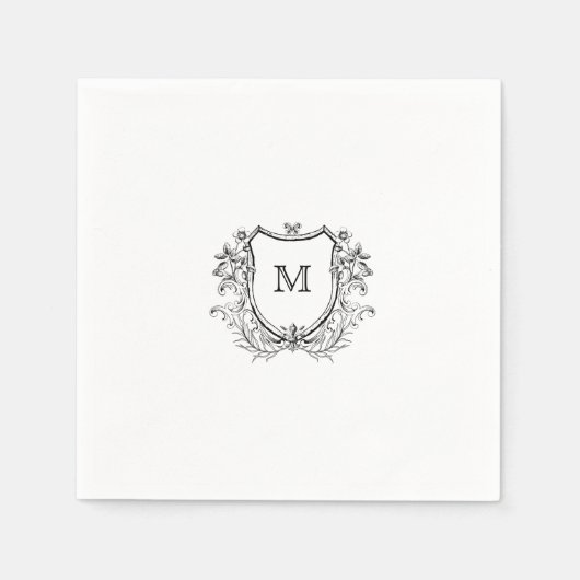 Elegant Crest Monogram Wedding Napkin Servet (Voorkant)