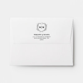 Elegant Crest Monogram Wedding Return Address Enve Envelop