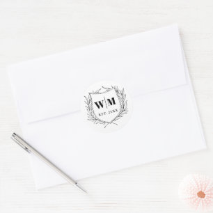 Elegant Crest Monogram Wedding Ronde Sticker