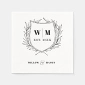 Elegant Crest Monogram Wedding Servet (Voorkant)