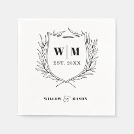 Elegant Crest Monogram Wedding Servet