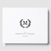 Elegant Crest Monogram Wedding White Gastenboek (Voorkant)