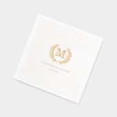 Elegant Crest Monogram Witte Huwelijk Folie Servetten (Links)