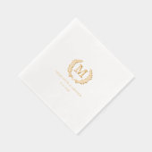 Elegant Crest Monogram Witte Huwelijk Folie Servetten (Rechts)