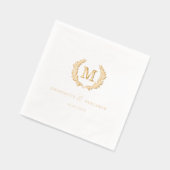 Elegant Crest Monogram Witte Huwelijk Folie Servetten (Links)