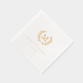 Elegant Crest Monogram Witte Huwelijk Folie Servetten (Rechts)