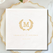 Elegant Crest Monogram Witte Huwelijk Folie Servetten