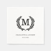 Elegant Crest Monogram Witte Huwelijk Servet (Voorkant)