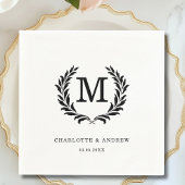 Elegant Crest Monogram Witte Huwelijk Servet
