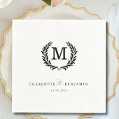 Elegant Crest Monogram Witte Huwelijk Servet