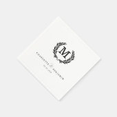 Elegant Crest Monogram Witte Huwelijk Servet (Hoek)