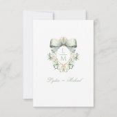 Elegant Crest w / Green Bow Details Behuizing Kaar Bedankkaart (Achterkant)