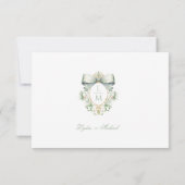 Elegant Crest w / Sage Green Bow Details Bedankkaart (Achterkant)