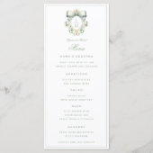 Elegant Crest w/ Sage Green Bow | Monogram Wedding Menu (Voorkant)