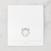 Elegant Crest w/ Sage Green Bow | Monogram Wedding Plaatskaartje (Buitenkant ongevouwen)