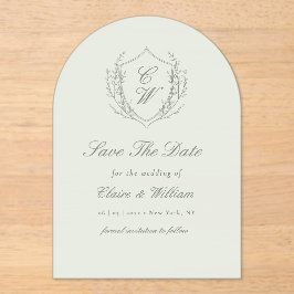 Elegant Crest Wreath Save the Date Acryl Uitnodigingen