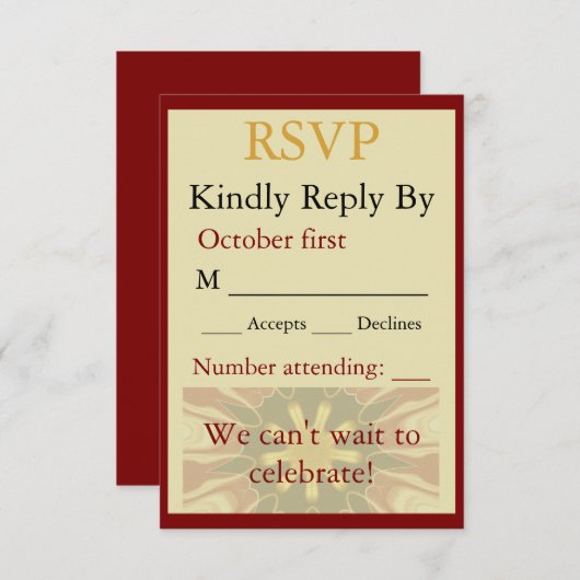 Elegant Crimson and Cream Starburst Design Traditi (Voorkant / Achterkant)