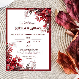 Elegant Crimson Blooms: A Love Blossom Uitnodiging