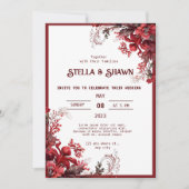 Elegant Crimson Blooms: A Love Blossom Uitnodiging (Voorkant)