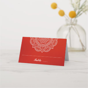 Elegant Crimson en White Paisley Indian Wedding Plaatskaartje