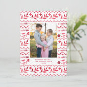 Elegant Crimson Folk Watercolor Christmas Photo Feestdagenkaart (Staand voorkant)