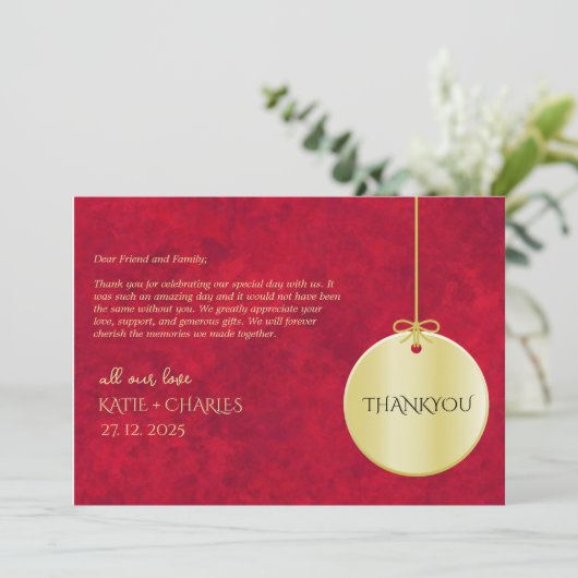 Elegant Crimson goud luxe royal Dank u kaart (Staand voorkant)