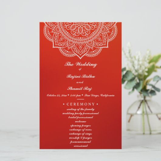 Elegant Crimson Indian Paisley Wedding Ceremony (Staand voorkant)