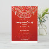 Elegant Crimson Paisley Indian Engagement Party Kaart (Staand voorkant)
