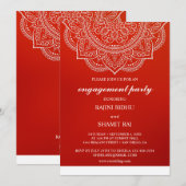 Elegant Crimson Paisley Indian Engagement Party Kaart (Voorkant / Achterkant)