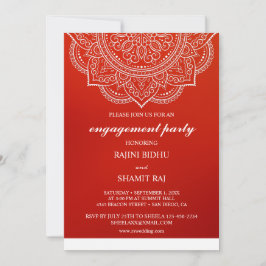 Elegant Crimson Paisley Indian Engagement Party Kaart