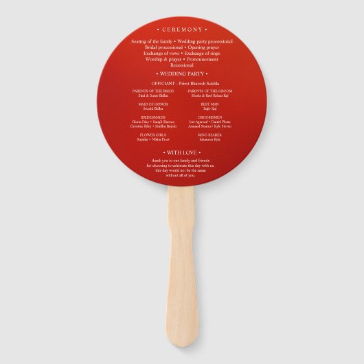 Elegant Crimson Paisley Indian Wedding Programme Handwaaier (Achterkant)