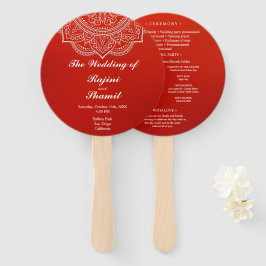 Elegant Crimson Paisley Indian Wedding Programme Handwaaier