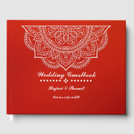 Elegant Crimson Paisley Mandala Guest Book Gastenboek