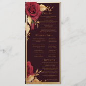 Elegant Crimson Red en Gold Wedding Programmakaart (Achterkant)
