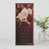 Elegant Crimson Red en Gold Wedding Programmakaart (Staand voorkant)
