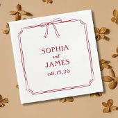 Elegant Crimson Red Simple Classic Bow Bruiloft Servet