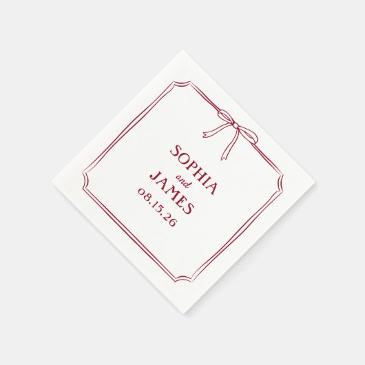 Elegant Crimson Red Simple Classic Bow Bruiloft Servet (Hoek)