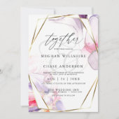 Elegant Crimson Roze en Lila Fluid Waterverf Kaart (Voorkant)