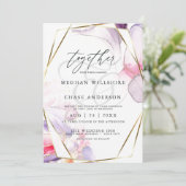 Elegant Crimson Roze en Lila Fluid Waterverf Kaart (Staand voorkant)