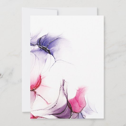 Elegant Crimson Roze en Lila Fluid Waterverf Kaart (Achterkant)