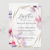 Elegant Crimson Roze en Lila Fluid Waterverf Kaart (Voorkant / Achterkant)