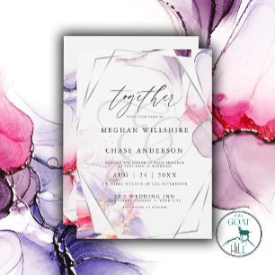 Elegant Crimson Roze en Lila Vloeibare Inkt Kaart